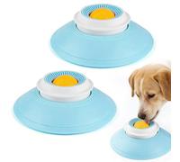 Zinueen Juego de 2 Juguetes comedero Perro antivoracidad Ventosa 14,5x5,5cm, Cuenco Perro lickimat Pelota giratoria Bol antiestres Apto para Perros y Gatos