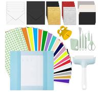 Zinueen Kit de inicio para Cricut Joy Xtra - Paquete extra para principiantes con 17 colores Smart Vinilo Permanente 24 x 31 cm, 3 láminas de transferencia, juego de tarjetas de inserción, kit de