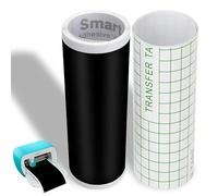 Zinueen Negro Smart Vinilo Permanente para Cricut Joy, 14 x 200 cm, rollo de vinilo autoadhesivo con película de transferencia, juego de rollos de vinilo de transferencia de calor para manualidades,