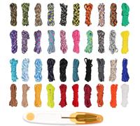 Zinueen Paracord - Juego de 40 cuerdas de nailon Paracord 550 de 4 mm, cuerda para vela, cuerda para exteriores, cuerda para tienda de campaña, cuerda para manualidades, correa de perro y más (40