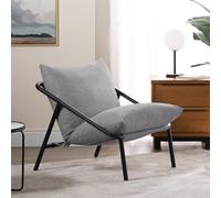 Zinus Ada Silla Grande 79x68x79 - Sillón con estructura de metal y acolchado de espuma desmenuzada - Gris claro