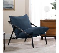 Zinus Ada Silla Grande 79x68x79 - Sillón con estructura metálica y acolchado de espuma triturada - Azul marino
