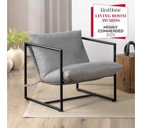 Zinus Aidan Grande Silla Sling 78x69x78 - Sillón con estructura de metal y acolchado de espuma triturada - Gris claro