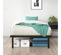 Zinus Caleb Somier 90x190 cm - Altura 35 cm - Base Cama Individual en Acero - Láminas de Metal - Montaje Fácil- Espacio de Almacenamiento - Negro