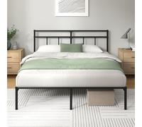 Zinus Cama Elias 135x190 cm - Somier de Metal con cabecero - Altura 30 cm - Cama con somier de láminas de Metal - Fácil Montaje - Espacio de Almacenamiento Debajo de la Cama - Diseño Moderno - Negro