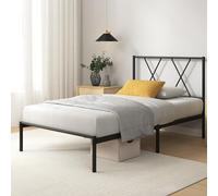 Zinus Elias - Cama Individual de 80 x 190 cm - Cama de 80 x 190 cm - Base de Metal Duradera con cabecero - Altura 30 cm - Somier de Metal Incluido - Espacio de Almacenamiento Debajo - Negro