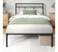 Zinus Elias Somier 90 x 190 - Altura 30 cm - Base Cama Individual en Acero con Cabecero - Láminas de Metal - Montaje Fácil- Espacio de Almacenamiento - Negro