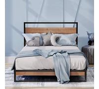 Zinus Estructura de Cama de Metal Acero y Madera Maciza Suzanne de 18 cm, Somier de Láminas de Madera, para Adultos, Niños, Adolescentes, Montaje Sencillo, 90 x 190 cm, Castaño