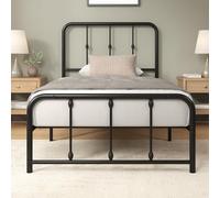 Zinus Florence Cama Individual 80 x 190 cm - Cama 80 x 190 - Estructura de Cama con cabecero y pie de Metal - Altura 35 cm - Somier de Metal Incluido - Compartimento de Almacenamiento Debajo - Negro