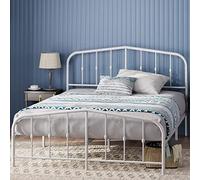 Zinus Heidi cama 135 x 190 cm - 31 cm de altura - Marco de Cama de Metal con Cabecero y Piecero - Cama matrimonial - Blanco