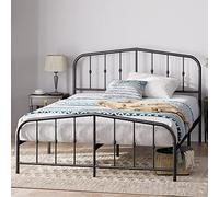 Zinus Heidi Cama 135x190 cm - Altura 31cm con almacenamiento debajo de la cama - Marco de la cama de plataforma de metal con cabecero y piecero - Negro