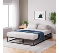 Zinus Joseph Estructura Cama 150x190 cm - Altura 25 cm - Base Cama Queen Size en Acero - Láminas de Madera - Montaje Fácil- Espacio de Almacenamiento - Negro