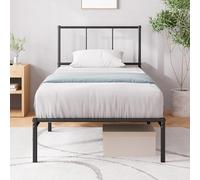 Zinus Justin Somier 90x190 cm - Altura 30 cm - Base Cama Individual en Acero con Cabecero - Láminas de Metal - Montaje Fácil- Espacio de Almacenamiento - Negro