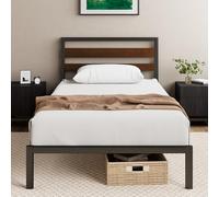 Zinus Kai Cama Individual 80 x 190 cm - Base Duradera de bambú y Metal con cabecera - Fácil de Montar - Altura 80 cm - Somier de láminas Incluido - No Necesita Base - Color Negro y marrón