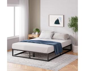Zinus Marco de Cama Plataforma de Metal 25 cm Joseph Somier | Soporte de láminas de Madera | Almacenamiento bajo la Cama | 180 x 200 cm | Negro