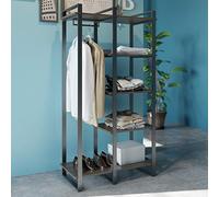 ZINUS Perchero con zapatero, árbol de pasillo independiente con banco Perchero industrial con 4 estantes Barra de ropa para dormitorio Salón Pasillo Entrada - Diseñado en España - 5 años de asistencia