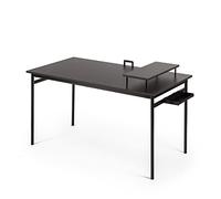 Zinus Tresa c Negro de Metal con Almacenamiento y Soporte para Monitor | 140 x 60 cm | Escritorio con Acabado Espresso | Mesa para Ordenador | Montaje Sencillo