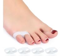 Zinyakon Separador de dedos pequeños de gel de dos agujeros, 12 espaciadores de dedos pequeños para dedos superpuestos, callos, ampollas, aliviar el dolor de pies, corrector de dedo meñique para el