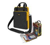 ZINZ Bolso de Hombro para Portátil de Viaje de 12,3-13 Pulgadas con Compartimento Ampliable y Compartimento para Objetos de Valor -Borde negro-amarillo