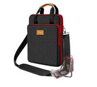 ZINZ Bolso de Hombro para Portátil de Viaje de 12,3-13 Pulgadas con Compartimento Ampliable y Compartimento para Objetos de Valor -Borde negro-vino