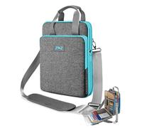 ZINZ Bolso de Hombro para Portátil de Viaje de 12,3-13 Pulgadas con Compartimento Ampliable y Compartimento para Objetos de Valor -Borde gris-azul