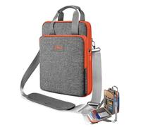 ZINZ Bolso de Hombro para Portátil de Viaje de 12,3-13 Pulgadas con Compartimento Ampliable y Compartimento para Objetos de Valor -Borde gris-naranja