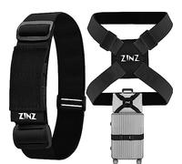 ZINZ Correa para Maleta, Maleta Altamente elástica, riñonera Ajustable, Gomas con Hebillas y Otras Aplicaciones,Negro Conjunto