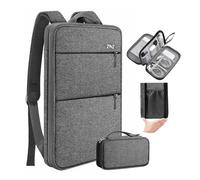 ZINZ Mochila de Viaje para Portátil con Estuche Pequeño para Portátiles de 15"-16" Bolsa para Ordenador Delgada y Ampliable para Universidad, Negocios y Desplazamientos (Unisex),Gris oscuro-Gris