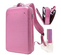 ZINZ Mochila Delgada para Computadora Portátil de 15,6" con Capacidad Variable, Mochila de Negocios Antirrobo, Mochila de Viaje Resistente al Agua con Carcasa de Cuero,P02K01