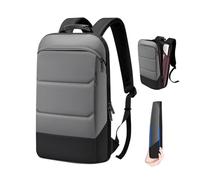 ZINZ Mochila Delgado y Expandible Antirrobo Impermeable Mochila Portatil 17" Pulgadas Backpack con USB para el Laptop para Ordenador del Negocio Trabajo Diario Viaje, Gris Borde Negro US