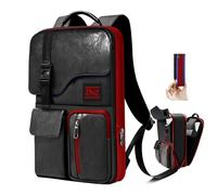ZINZ Schlanker & Erweiterbarer Laptop Rucksack 15,6 Zoll Business Rucksack mit USB, Anti Diebstahl Reisen Rucksack für Wasserdichte Notebook Tagesrucksack Schulrucksack Herren Damen, Schwarz Rot