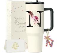 ZIOISNM A-Z 1.2L Vaso Termico, Termo Cafe De Acero Inoxidable Doble Capa Con Tapa Y Pajita, Botella Agua Acero Inoxidable, Regalo Mujer Ideal Para Cumpleaños, Navidad Y San Valentín (N)