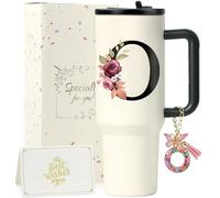 ZIOISNM A-Z 1.2L Vaso Termico, Termo Cafe De Acero Inoxidable Doble Capa Con Tapa Y Pajita, Botella Agua Acero Inoxidable, Regalo Mujer Ideal Para Cumpleaños, Navidad Y San Valentín (O)