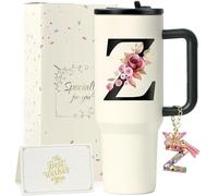 ZIOISNM A-Z 1.2L Vaso Termico, Termo Cafe De Acero Inoxidable Doble Capa Con Tapa Y Pajita, Botella Agua Acero Inoxidable, Regalo Mujer Ideal Para Cumpleaños, Navidad Y San Valentín (Z)