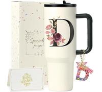 ZIOISNM A-Z 1.2L Vaso Termico, Termo Cafe De Acero Inoxidable Doble Capa Con Tapa Y Pajita, Botella Agua Acero Inoxidable, Regalo Mujer Ideal Para Cumpleaños, Navidad Y San Valentín (D)