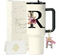 ZIOISNM A-Z 1.2L Vaso Termico, Termo Cafe De Acero Inoxidable Doble Capa Con Tapa Y Pajita, Botella Agua Acero Inoxidable, Regalo Mujer Ideal Para Cumpleaños, Navidad Y San Valentín (R)