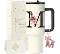 ZIOISNM A-Z 1.2L Vaso Termico, Termo Cafe De Acero Inoxidable Doble Capa Con Tapa Y Pajita, Botella Agua Acero Inoxidable, Regalo Mujer Ideal Para Cumpleaños, Navidad Y San Valentín (M)