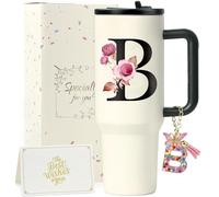 ZIOISNM A-Z 1.2L Vaso Termico, Termo Cafe De Acero Inoxidable Doble Capa Con Tapa Y Pajita, Botella Agua Acero Inoxidable, Regalo Mujer Ideal Para Cumpleaños, Navidad Y San Valentín (B)