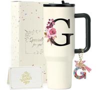 ZIOISNM A-Z 1.2L Vaso Termico, Termo Cafe De Acero Inoxidable Doble Capa Con Tapa Y Pajita, Botella Agua Acero Inoxidable, Regalo Mujer Ideal Para Cumpleaños, Navidad Y San Valentín (G)