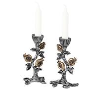 Zion Judaica. Juego de candelabros envejecidos, con granadas y en 2 tonos de color.