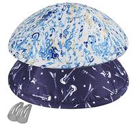 Zion Judaica Kippahs musicales de 6 pulgadas, notas musicales e instrumentos, diseño Kippot Bar/Bat Mitzvah Boda Chuppah Bulk Yamakas con clip, Juego azul y blanco, talla única