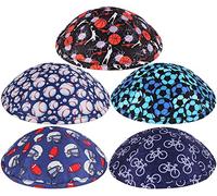 Zion Judaica Sports Kippah - Patrón de juego de pelota para adultos y niños Kippot 6 pulgadas Skullcap Yamaka para Bar/Bat Mitzvah Chuppah boda, Multicolor para todos los deportes, talla única
