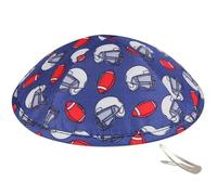 Zion Judaica Sports Kippah - Patrón de juego de pelota para adultos y niños Kippot 6 pulgadas Skullcap Yamaka para Bar/Bat Mitzvah Chuppah boda, Blue Orange Football, talla única