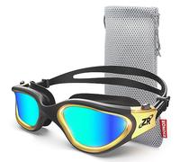 ZIONOR Gafas de natación, G1 MAX polarizadas para natación con protección UV, antiempañamiento, correa ajustable para adultos y hombres y mujeres (MAX-BlackGold-Gold)