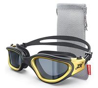 ZIONOR Gafas de natación, G1 MAX polarizadas para natación con protección UV, antiempañamiento, correa ajustable para adultos y hombres y mujeres (MAX-BlackGold-Smoke)