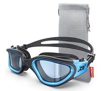 ZIONOR Gafas de natación, G1 MAX polarizadas para natación con protección UV, antiempañamiento, correa ajustable para adultos y hombres y mujeres (A0-MAX-Light-BlackBlue-Smoke)