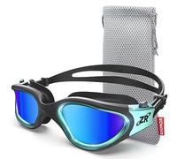 ZIONOR Gafas de natación, G1 MAX polarizadas para natación con protección UV, antiempañamiento, correa ajustable para adultos y hombres y mujeres (MAX-BlackGreen-Blue)