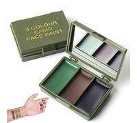 ZIOYANE 1 kit de maquillaje de camuflaje, 3 colores crema con espejo para entrenamiento militar o juegos de CS, equipo militar de camuflaje Woodland (marrón, verde, negro)