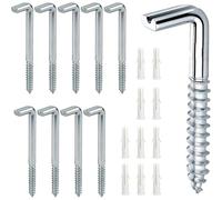 ZIOYANE 10 ganchos de tornillo, M6-80 mm, galvanizados, rectos, ranurados, con tubo de expansión para montaje en madera, hormigón y cartón yeso