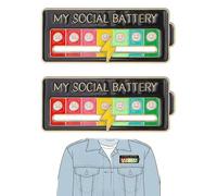 ZIOYANE 2 pines de energía social, indicador de estado de ánimo ajustable de acero inoxidable y divertido broche esmaltado para adolescentes y adultos (negro)